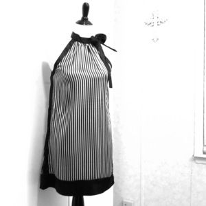 Black and white silk dress